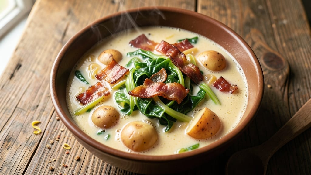 Bacon, Cabbage, and Potato Soup Recipe: Smoky Bacon Crunch Over Creamy Potato Bliss
