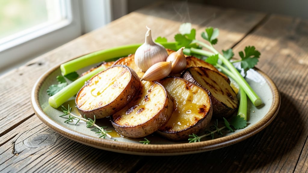 1 Potato Recipe: Crispy Celery Crown Over Creamy Herb Swirl (Rejected - Duplicate)
