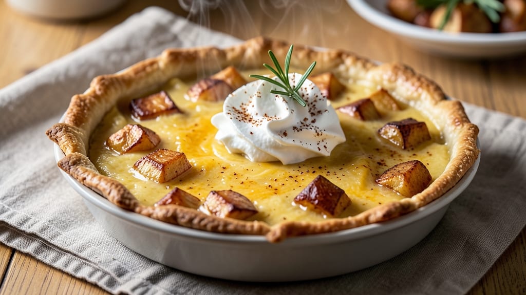 Baked Potato Pie Recipe: Crispy Celery Crown Over Nutty Custard Bliss