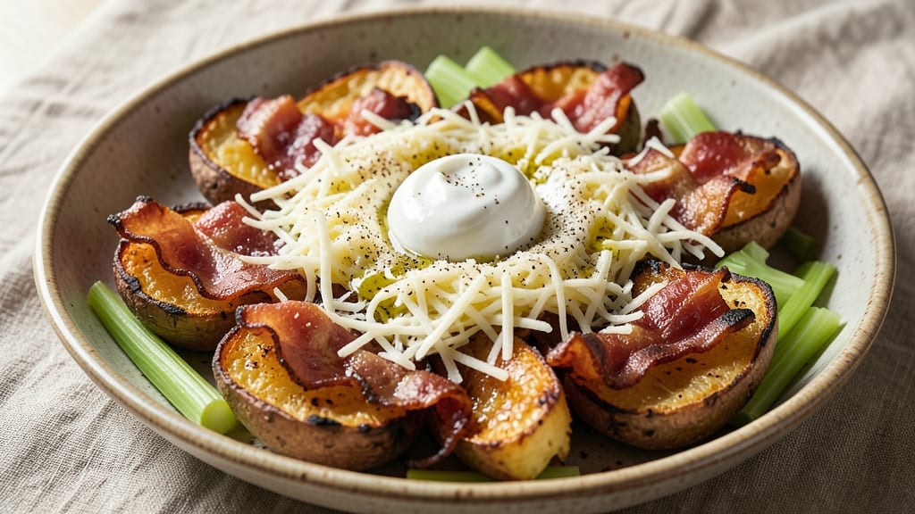 Air Fried Potato Skins Recipe: Crispy Celery Crown Over Cheesy Pulls