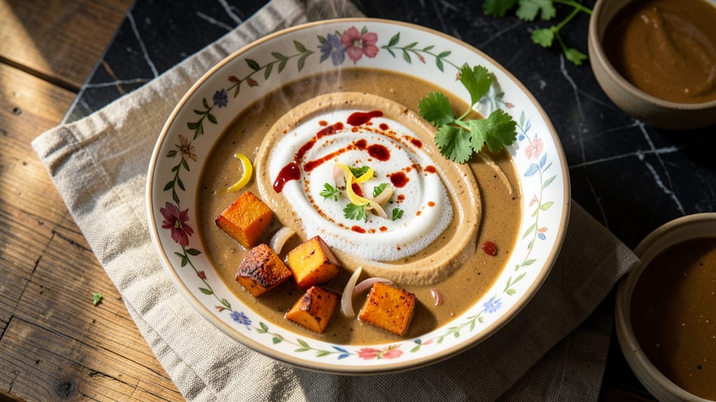 Sweet Potato and Peanut Butter Soup Recipe: Velvety Spice with Crunchy Topping Twist