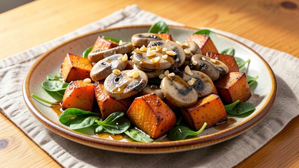Sweet Potato, Mushroom, and Spinach Recipe: One-Pan Umami-Rich Harmony