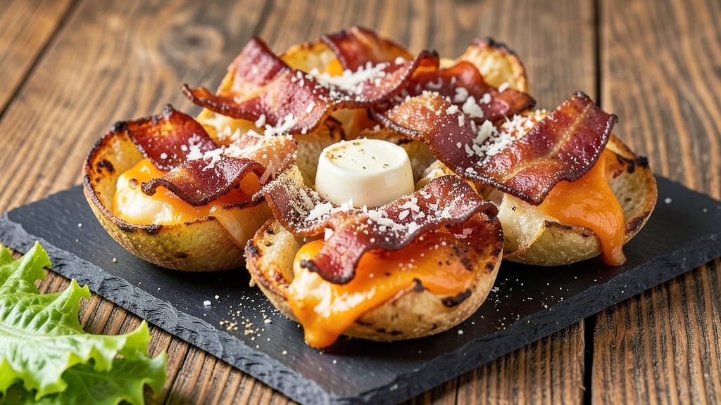 Bacon Cheddar Potato Skins Recipe: Crispy Parmesan Crowns With Melty Cheese Bliss