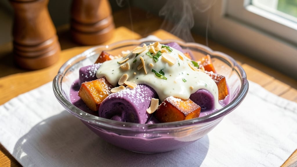 Sweet Potato Dessert Filipino Recipe: Crispy Topped Ube Cheese Swirl Delight