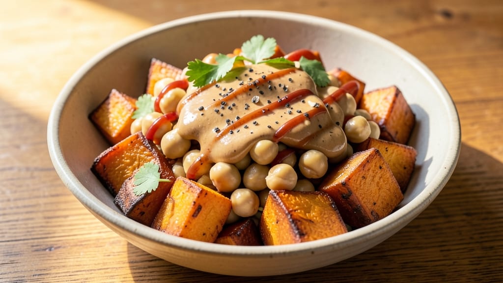 Sweet Potato Chickpea Tahini Recipe: Nutty-Tangy Crunch Meets Creamy Roasted Goodness