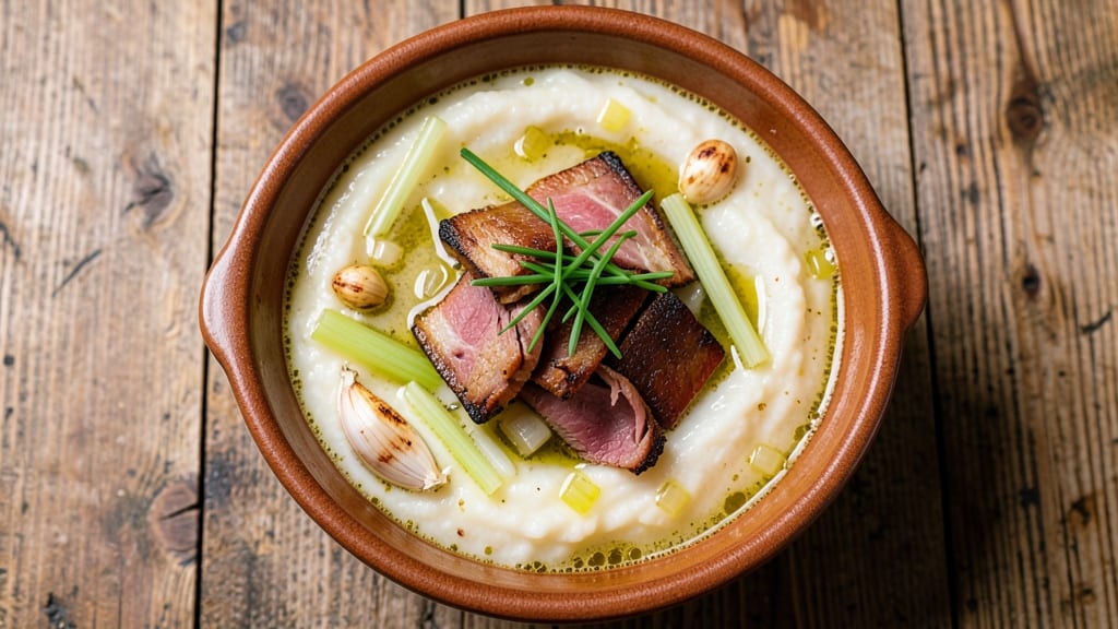 Baked Potato and Ham Soup Recipe: Smoky Roasted Ham and Celery Crown Crunch