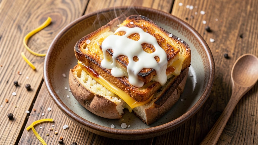 Baked Potato Grilled Cheese Recipe: Double-Crispy Layers With Gooey Cheese Rivers