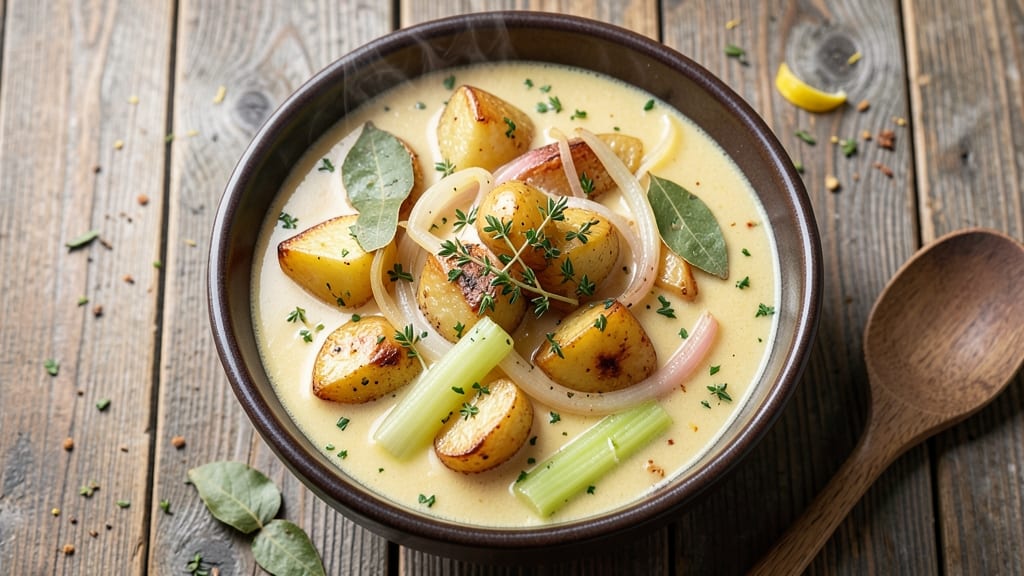 Add Potato Soup Recipe: Velvety Herb Swirl With Crispy Celery Crown