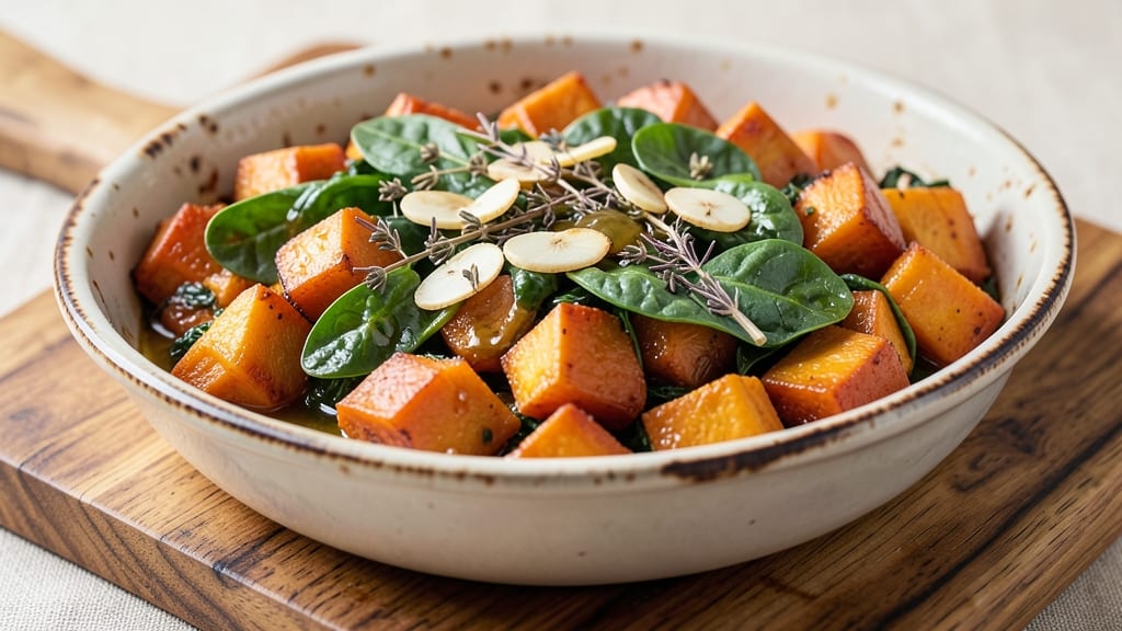 Sweet Potato and Spinach Bake Recipe: Nutty Roast Meets Earthy Greens in One Pan
