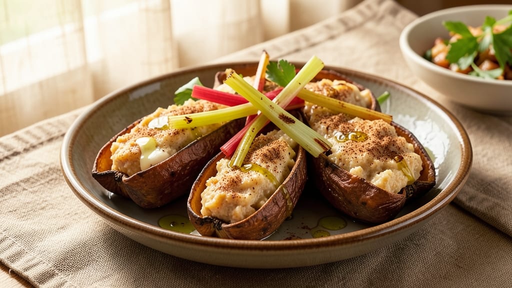 Sweet Potato Pouch Recipe: Celery Crown Crunch Over Nutty Spiced Roast
