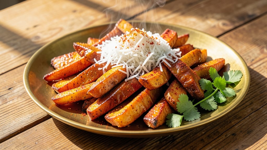 Sweet Potato Fry Indian Recipe: Crispy Celery Crown Over Spiced Coconut Bliss