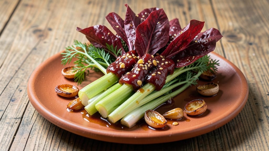 Sweet Potato Stem Korean Recipe: Crispy Celery Crown Over Nutty Gochujang Bliss