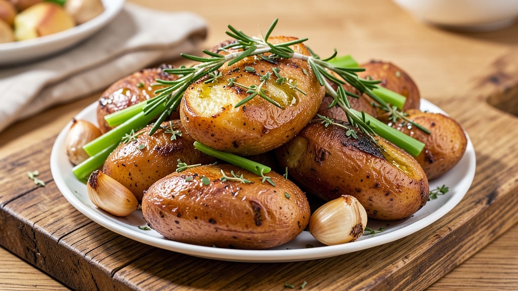Viral Roast Potato Recipe: Crispy Celery Crown Over Garlic-Herb Oil Bliss