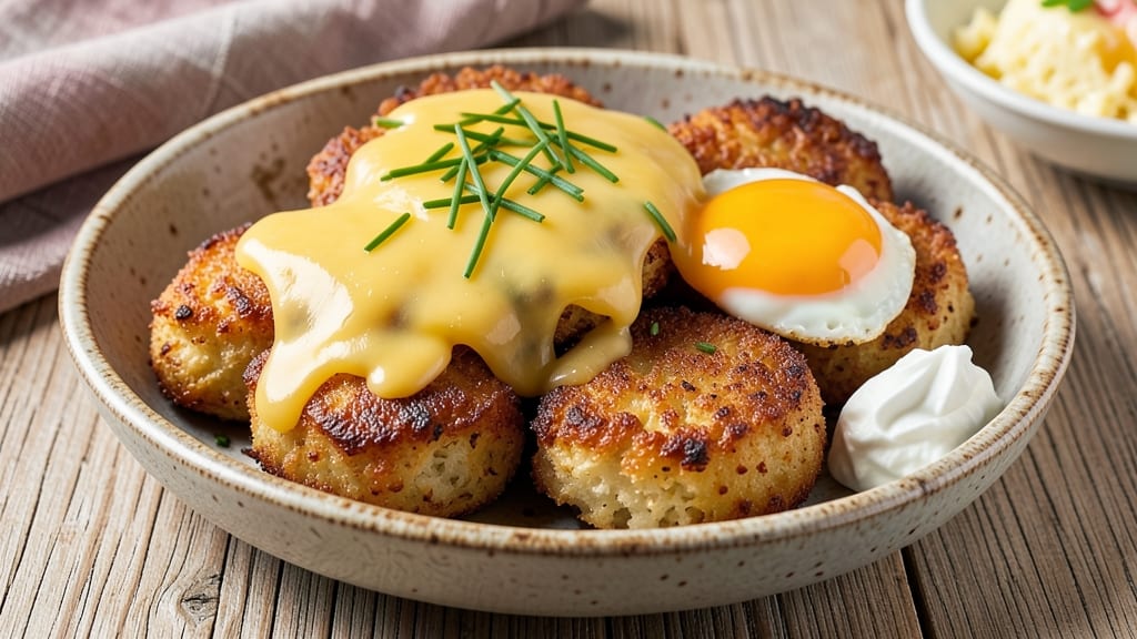 Baked Potato Fritters Recipe: Golden Crunch With Herby Cream Cheese Core
