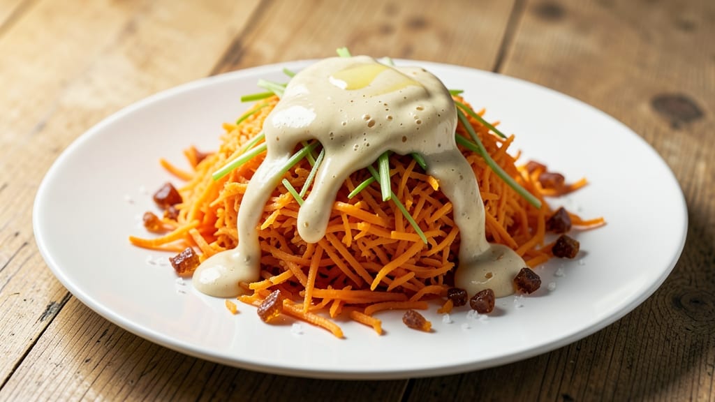 Sweet Potato Grated Recipe: Crispy Celery Crown Over Creamy Mustard Swirl