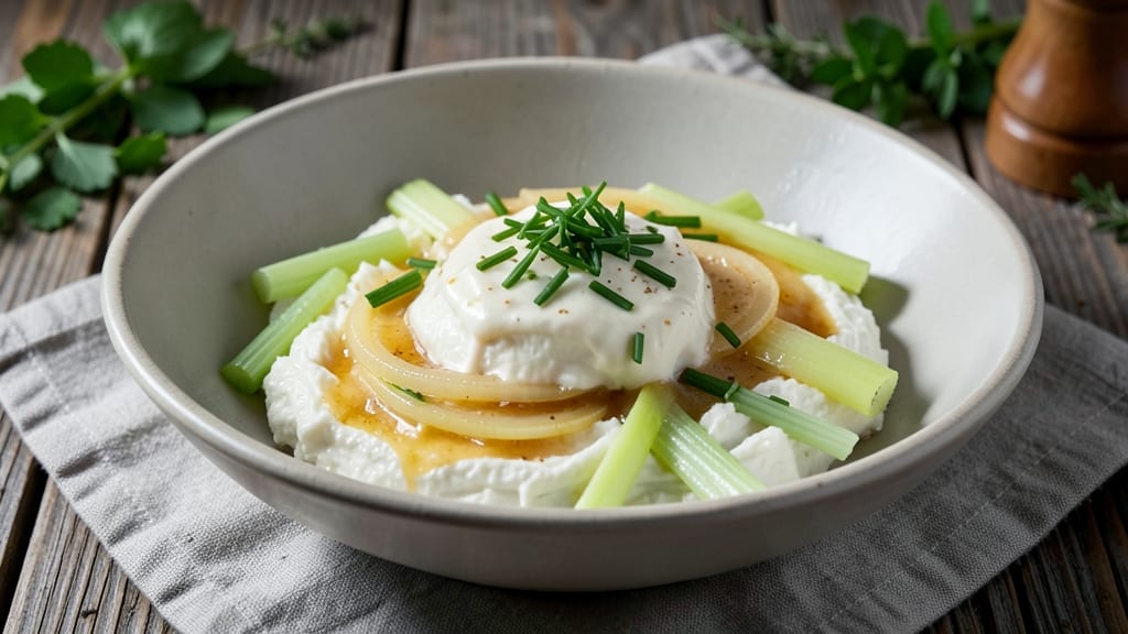 Baked Potato Dressing Recipe: Crispy Celery Crown Over Nutty Cream Cheese Bliss