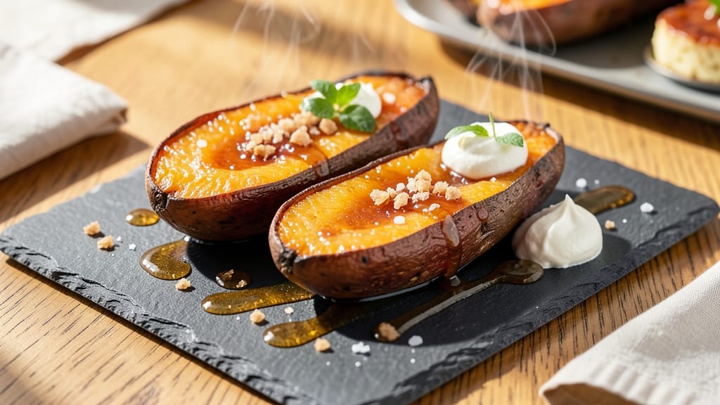 Baked Glazed Sweet Potato Recipe: Caramelized Crunch Meets Nutmeg-Spiced Cream Cheese Bliss