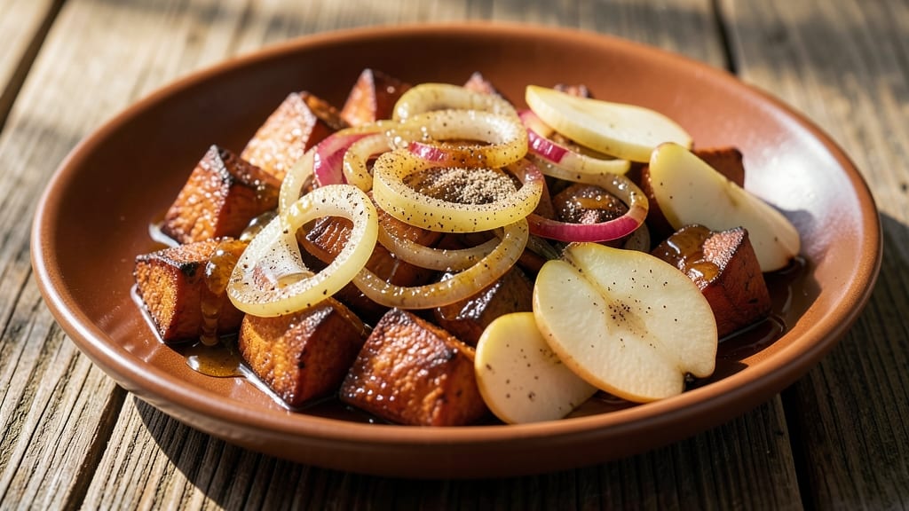 Sweet Potato, Pear, and Onion Recipe: Caramelized Trio with Nutmeg-Kissed Depth