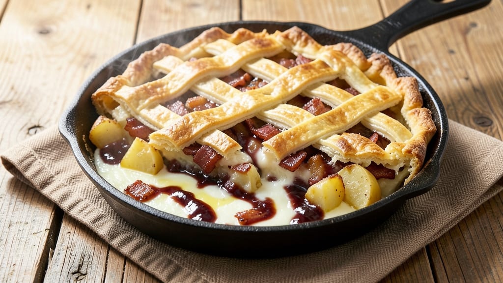 A1 Potato Pie Recipe: Smoky Bacon Crisp Over Creamy Herb Swirl