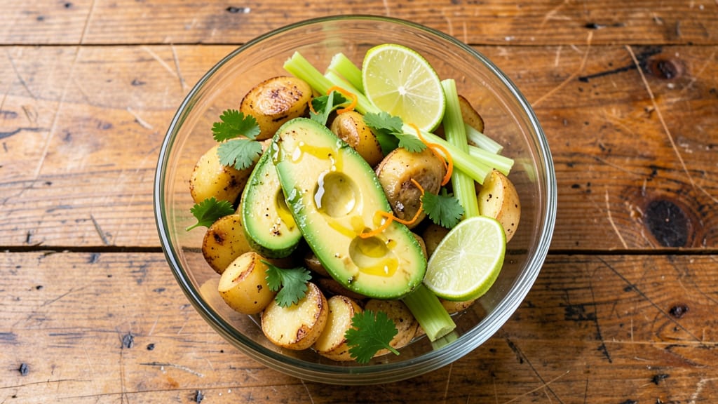 Avocado Potato Salad Recipe: Creamy Herb Swirl With Crispy Celery Bites
