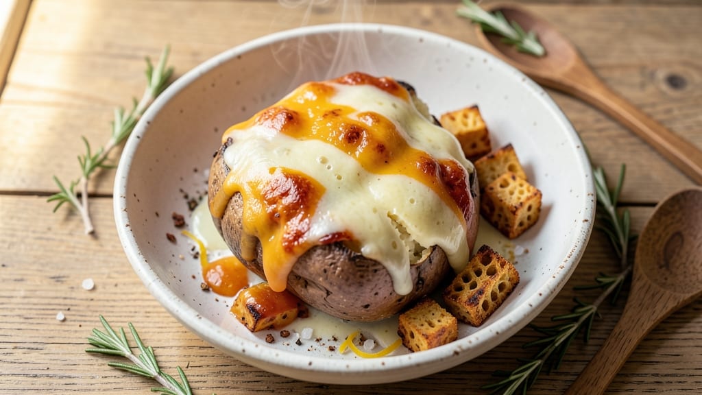 Baked Whole Potato With Cheese Recipe: Golden Crust and Gooey Interior