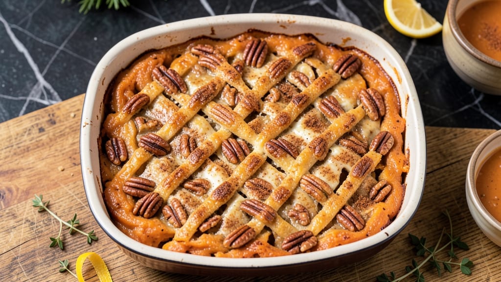 Sweet Potato Casserole With Pecan Crust Recipe: Buttery Crust, Spiced Filling, Holiday Crowd-Pleaser