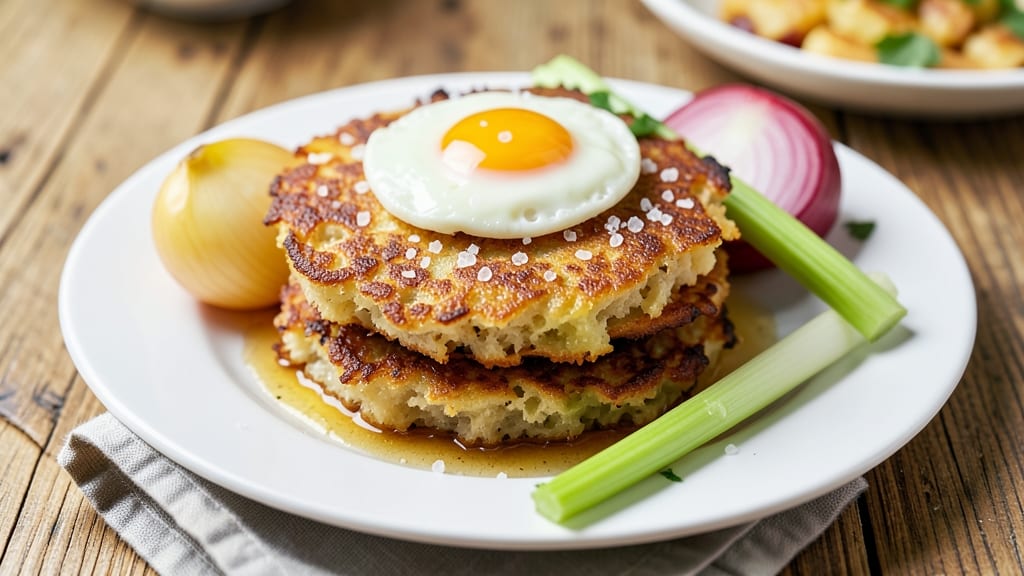 Authentic Potato Pancake Recipe: Crispy Celery Crown Over Nutty Spiced Filling