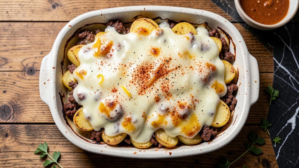Beef Potato Cheese Casserole Recipe: Cheesy Layered Bake With Crispy Top
