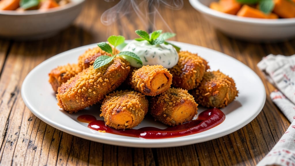 Sweet Potato Bajji Recipe: Crispy Celery Crown Over Spiced Potato Hearts
