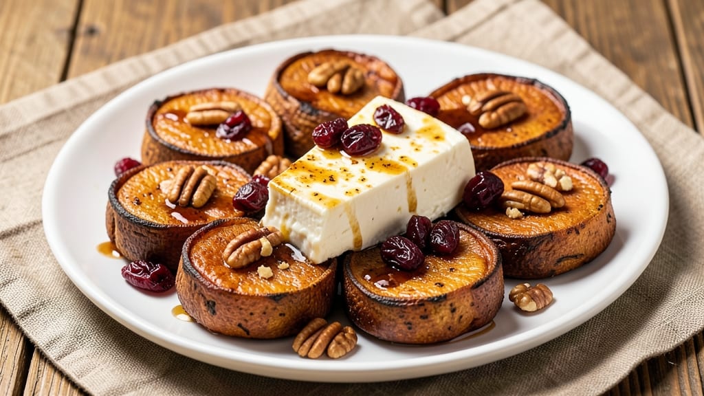 Sweet Potato Rounds with Brie, Cranberry, and Pecans Recipe: Caramelized Sweetness Meets Rich Cheese Crunch
