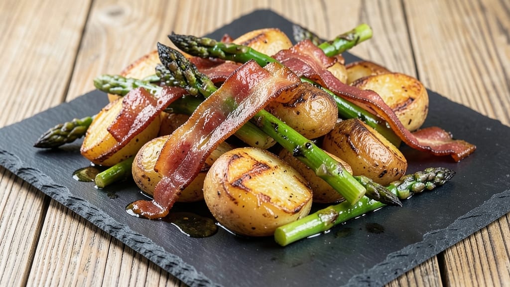 Asparagus Bacon Potato Recipe: Crispy Bacon Bites With Tender Greens