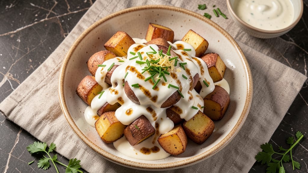Baked Potato Salad Recipe with Sour Cream: Warm Spuds and Herbed Cream Cheese Bliss