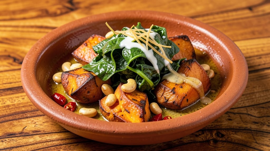 Sweet Potato and Spinach Indian Recipe: Coconut-Cashew Cream Velvety Every Bite