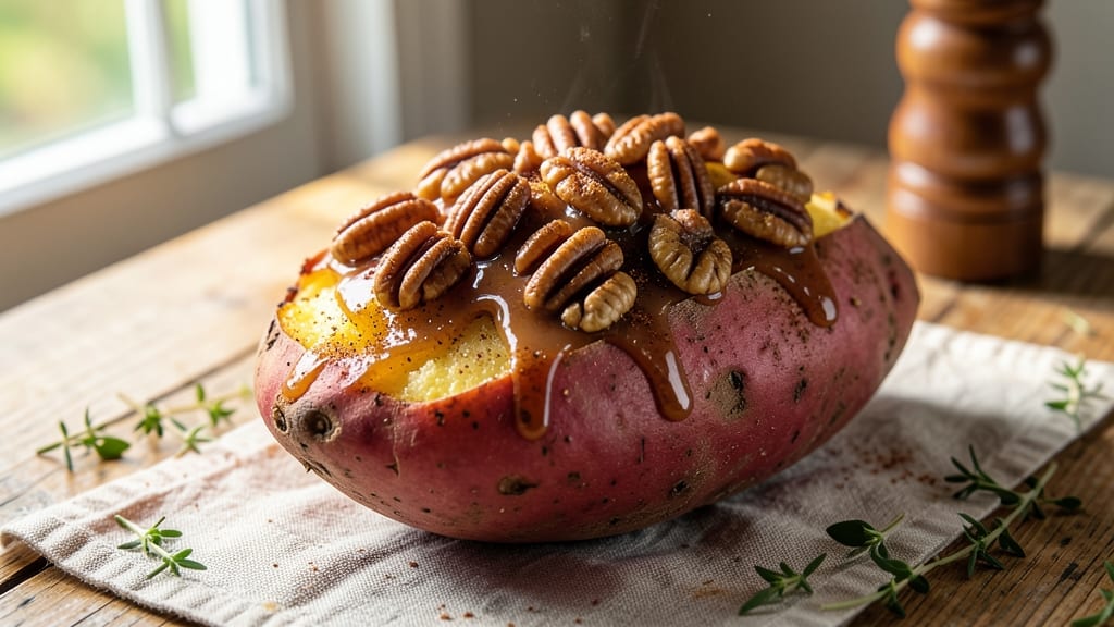Baked Sweet Potato with Pecan Topping Recipe: Caramelized Sweetness and Nutty Crunch in One Dish